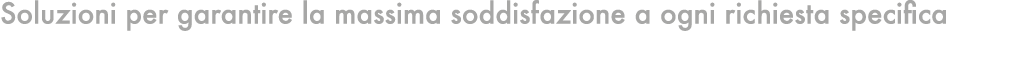 Soluzioni per garantire la massima soddisfazione a ogni richiesta specifica