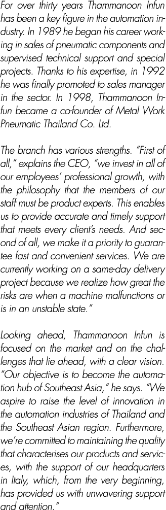 For over thirty years Thammanoon Infun has been a key figure in the automation industry  In 1989 he began his career    